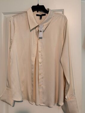 White House Black Market Men's Button-Front Dress Shirt - Cream